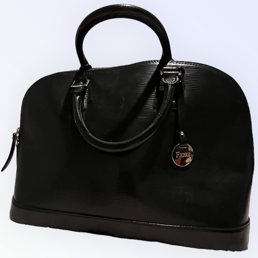 Isabella Fiore leather structured top handle black tote EUC